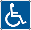 An accessible parking spot symbol